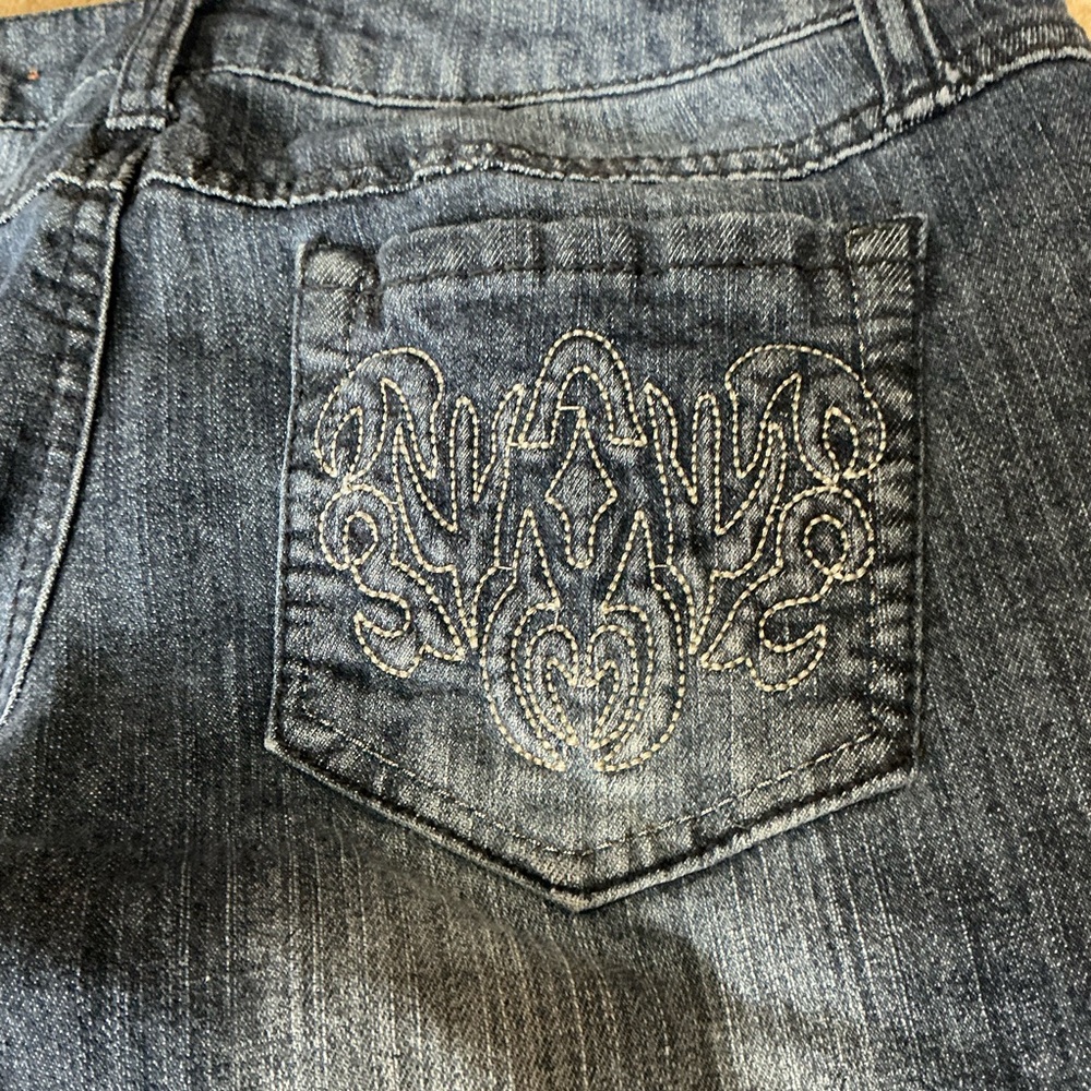 Mudd Dark Blue Distressed Flare Jeans - Picture 7 of 9